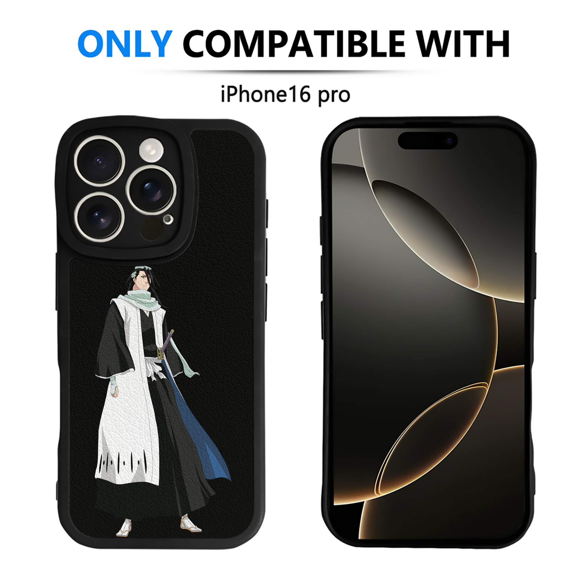 （画像用） ブリーチ くちき びゃくや BLEACH Kuchiki Byakuya 【iPhone 16シリーズ対応】シリコンスマホケース（レザー調） 材質：シリコン